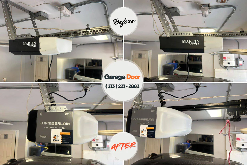 Before and after: garage door repair Brewster Heights, NY